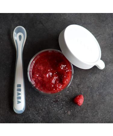 Beaba Set of 4 Silicone Weaning Spoons | Stage 1 | Soft Rounded Tip | Long Ergonomic Handle | Grey - Buy Online on GoSupps.com