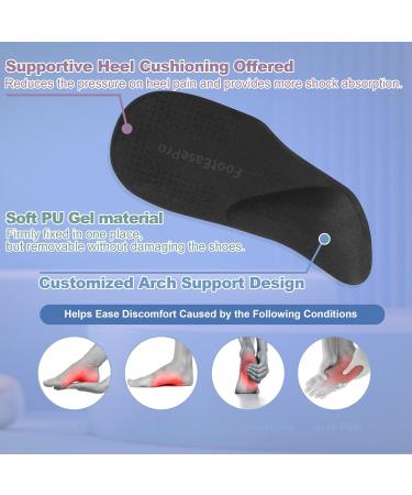 Arch Support Inserts for Plantar Fasciitis Relief | Gel Heel Cushions & Insoles for Men & Women - Comfort & Support in Black (Small - Buy Online on GoSupps.com