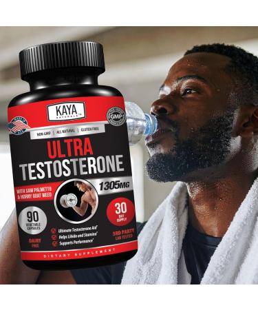 Kaya Naturals Ultra Testosterone - Men's Testosterone Booster with Tongkat Ali Horny Goat Weed Tribulus - Natural Workout Supplement for Energy Stamina and Strength Booster - 90 Count 90 Count (Pack of 1) - Buy Online on GoSupps.com