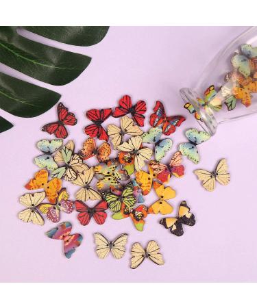 FINGOOO 100 PCS Butterfly Wooden Buttons - 1 Inch Colorful 2 Holes Mixed Decorative Buttons for DIY Sewing & Craft Accessories - Buy Online on GoSupps.com