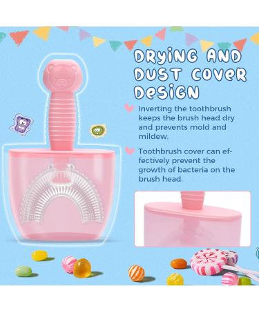 YOGINGO 2 Pack U Shaped Kids Toothbrushes | Food Grade Silicone | 360 Oral Cleaning | Cover Case | Toddler Age 2-6 - Buy Online on GoSupps.com