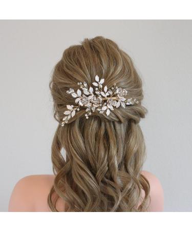 Upfrontier Rose Gold Wedding Bridal Hair Comb - Flower Hair Accessory for Bride - Buy Online on GoSupps.com