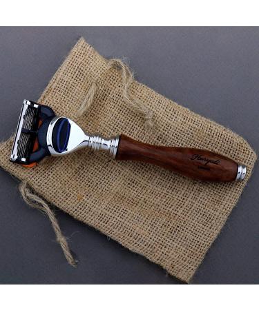 Haryali London 5 Pc Wooden Shaving Kit with Razor, Brush, Soap, Bowl & Stand - Sustainable Shaving Set, Perfect Gift - Buy Online on GoSupps.com