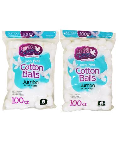 White Dove Cotton Balls, 100% Pure Cotton, 100Ct (2 Pack)
