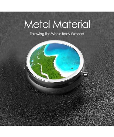Island in The Ocean Round Pill Box | 3 Compartment Portable Organizer for Travel & Purse - Buy Online on GoSupps.com