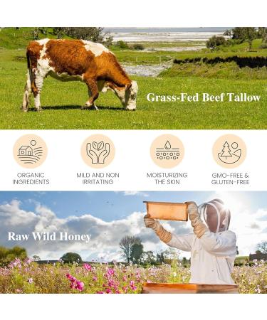 Beef Tallow Balm for Skin Care | Natural Face & Body Moisturizer | Honey Vitamin Balm (1PCS - Buy Online on GoSupps.com