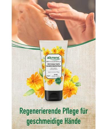 Alkmene Organic Calendula Hand Cream - Vegan Repair for Dry & Cracked Hands (75ml) | Silicone-Free Paraben-Free - Buy Online on GoSupps.com