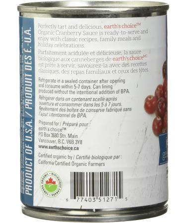 Earth's Choice - Organic Jellied Cranberry Sauce 12 Count of 348ml - Buy Online on GoSupps.com