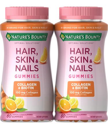 Nature's Bounty Hair Skin Nails with Biotin and Collagen Orange 80 Count Pack (Pack of 2) - Buy Online on GoSupps.com
