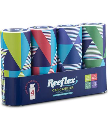 Reeflex Car Tissues (4 Canisters/200 Tissues) - Disposable Facial Tissues Boxed in Canisters with Perfect Cup Holder Fit | Quality Car Travel Tissues that are Soft, Durable, 2-Ply, Thick & Convenient 50 Count (Pack of 4)