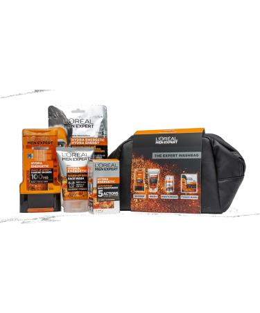 L'Oreal Men Expert The Expert Hydra Energetic Washbag Gift Set For Him: Moistuiser Face Wash Shower Gel 5011408094091 4-Piece Gift Set - Buy Online on GoSupps.com