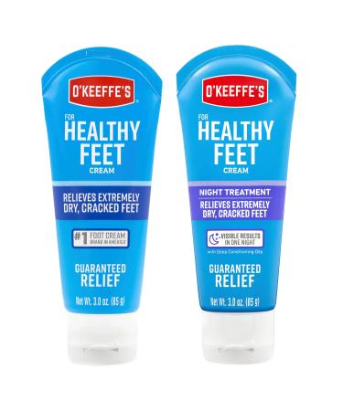 O'Keeffe's Healthy Feet Foot Cream, 3 Ounce Tube and Night Treatment Foot Cream, 3 Ounce Tube