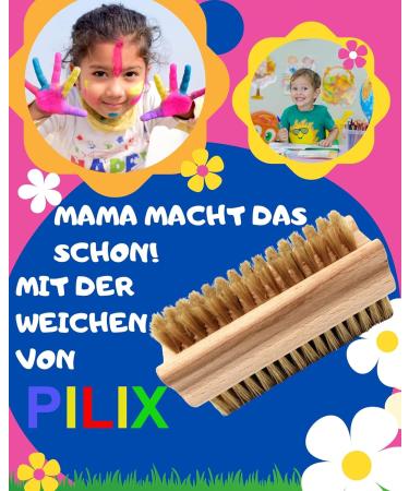 Pilix Natural Bristle Nail Brush Set for Children & Adults | Eco-Friendly Wooden Nail Brush for Smooth Washing | 3 Soft Brushes - Buy Online on GoSupps.com