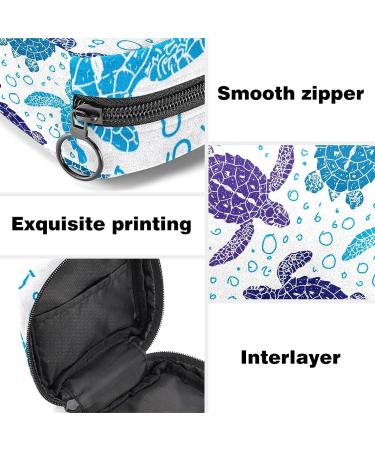Sea Turtle Pattern Sanitary Napkin Storage Bag - Portable First Period Pads Holder for Girls & Women - Travel Makeup Bag - Multicoloured - Buy Online on GoSupps.com