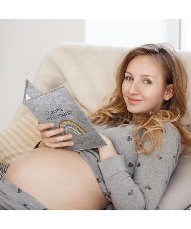 Personalized Motherpass Cover - Rainbow Natural Felt Made in Germany | Ideal Gift for Pregnant Moms with Pockets for Insurance Card & Ultrasound Images - Buy Online on GoSupps.com