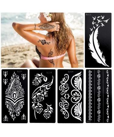 Konsait Large Temporary Tattoo Stencils - Reusable Henna Sticker Kit for Adults & Girls - Buy Online on GoSupps.com