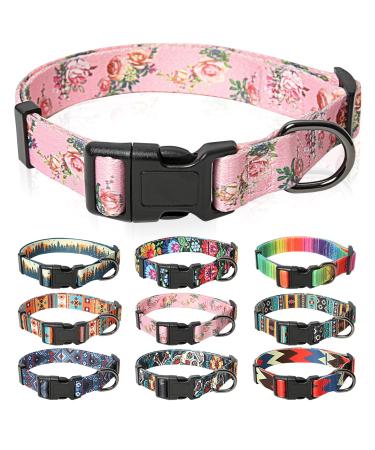 Heele dog collar dogs collar for puppies Small medium-sized large dogs patterned dog collars adjustable comfort robust dog collar pink XS XS (length 21.6-28cm width 1.5 cm) pink - Buy Online on GoSupps.com