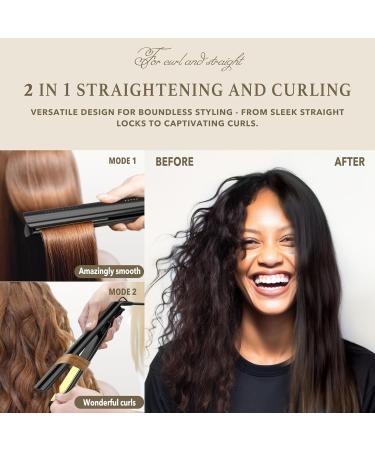 Titanelli 2 in 1 Titanium Hair Straightener & Curler | 100% Pure Ti-Thermal Technology Flat Iron | Professional 1-Inch Styling | Black Gold & Pink Options - Shop Now - Buy Online on GoSupps.com