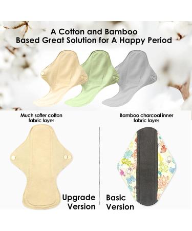 Wegreeco 6 Pcs Reusable Menstrual Pads - Ultra Absorbent Bamboo Fleece Cloth Pads for Period - Nonslip Panty Liners + Wet Bag - Mustard Yellow Grey Beige - Medium (Pack of 6) - Buy Online on GoSupps.com
