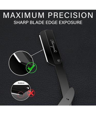 Haryali London Bart Messer Set - Premium Barber Razor Knife with Leather Bag | Rust-Free Steel Straight Razor for Men & Women - Buy Online on GoSupps.com