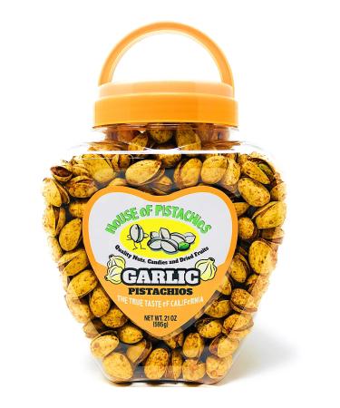 House of Pistachios' Garlic Flavored Pistachios - Real Flavor, Family Recipe, California Grown, 21 Ounces