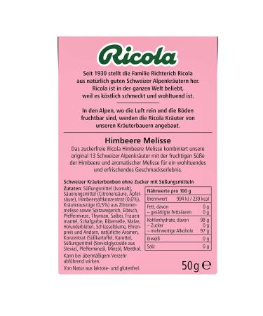 Ricola Raspberry Lemon Balm - 10 Box Swiss Herbal Candies Sugar-Free Vegan 13 Alpine Herbs | International Shipping Available - Buy Online on GoSupps.com