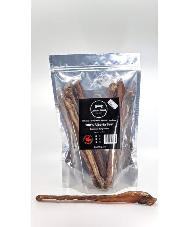 Alberta Beef Bully Sticks Dog Treats (Long Pack - 10 Sticks) 8 to 11 Inches Long by Gnaw Shop - Made in Canada - Low Odour All Natural Single Ingredient Dental Chew Sticks