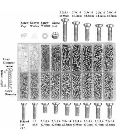 1000 PC Tiny Repair Screws for Glasses - Stainless Steel Assortment Set for Watches & Sunglasses | International Shipping - Buy Online on GoSupps.com