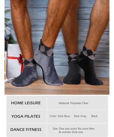 Geyoga 3 Pairs Winter Non-Slip Thermal Socks for Men - Black, Navy Blue, Dark Grey - Buy Online on GoSupps.com