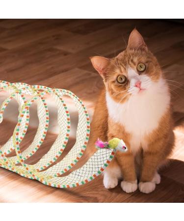 2pcs Folded Cat Tunnel Spring 10in Large Size Portable Cat Toy Spiral Tunnel with Synthetic Feather and Toy Mouse Tunnel Spring Outdoor Puppy Kitten Generic (Striped yellow Purple) - Buy Online on GoSupps.com