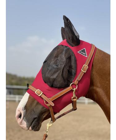 TGW Riding Horse Fly Mask | Super Comfort Elasticity with Ears | Size L Red - Best for Fly Protection - Buy Online on GoSupps.com