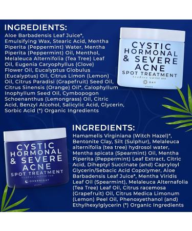 Day & Night Cystic Spot Treatment Kit by Ayadara - Salicylic Acid Cream & Overnight Sulfur Treatment for Hormonal & Severe Acne - Buy Online on GoSupps.com