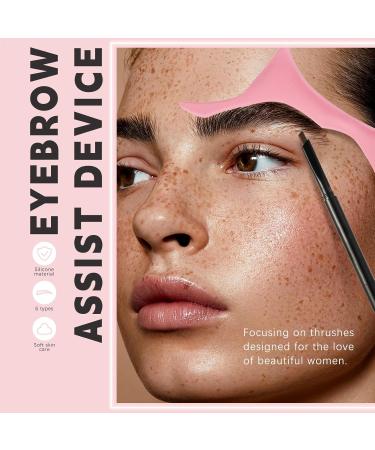 Silicone Eyebrow Stencils - 6 in 1 Reusable Templates for Easy Brow Stamp & Eye Makeup - Perfect for Beginners - Pink - Buy Online on GoSupps.com