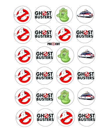 24 x Precut Ghost busters Cupcake Toppers Wafer/Rice Paper Cupcake Cake Dessert Toppers Birthday Party