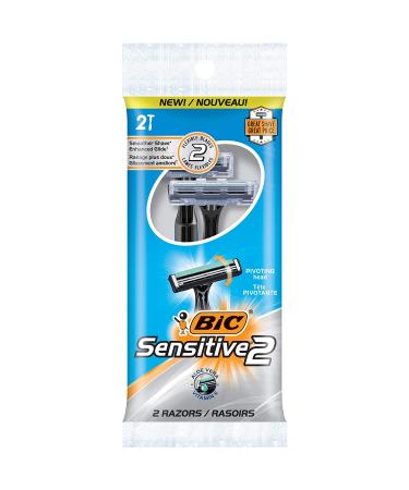 BIC Sensitive 2 Men's Disposable Razor | Two Blade Razor for Comfortable Shave | Blue Razors 20 Count - Buy Online on GoSupps.com