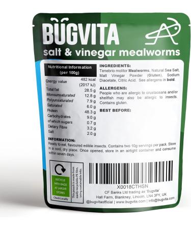 Salt & Vinegar Mealworms | 20g | Farmed in the UK | Six Legged Superfood - Buy Online on GoSupps.com