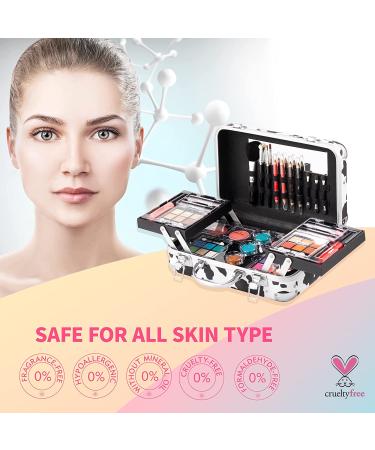 All In One Makeup Set for Teen Girls 10-12 | Full Kit for Beginners with Eye Shadow, Blush, Lip Gloss, and more | White Cow Pattern | Ideal Gift - Buy Online on GoSupps.com