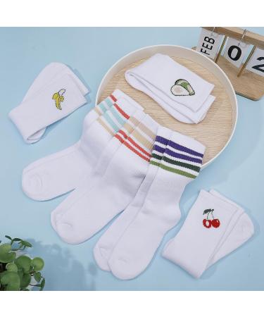 Retro Sports Socks for Women & Men - 6 Pairs Tennis & Stripe Long White Socks - International Shipping - Buy Online on GoSupps.com