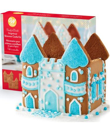 Gingerbread Winter Castle, Build & Decorate Yourself Gingerbread House Kit Includes Gingerbread Panels, Tons of Candy, Icing, Fondant, Bord, Decorating Bag & Tip, Bundled With Fun Holiday Stickers