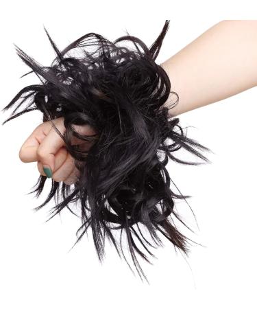 Tousled Updo Messy Bun Hair Piece - Synthetic Wavy Bun Extension Chignon in Dark Brown - Buy Online on GoSupps.com