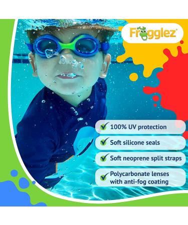 Frogglez Anti-Fog Kids Swimming Goggles | Ages 3-10 | Recommended by Olympic Swimmers | Premium Strap | Blue Frog - Buy Online on GoSupps.com