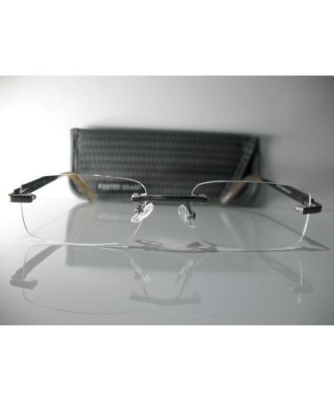 Buy Foster Grant Blake Gunmetal Gray Rimless Men's Reading Glasses +3.00 | Free Hard Case & Microfiber Cloth - International Shipping Available - Buy Online on GoSupps.com