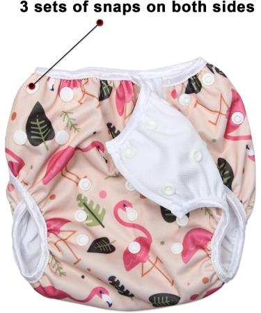 Luxja Reusable Baby Swimming Diapers (2-Pack) | Adjustable & Washable Swim Pants for 0-3 Years - Forest Flamingo + Stars Design - Buy Online on GoSupps.com