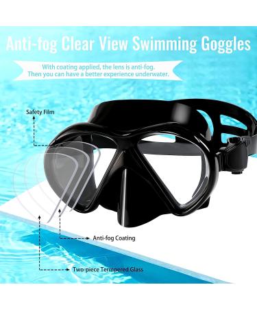EWPJDK Adult Snorkel Gear Set | Anti-Fog HD Scuba Mask with Tempered Glass | Premium Dive Mask for Snorkeling and Scuba Diving | Swim Goggles Included - Buy Online on GoSupps.com