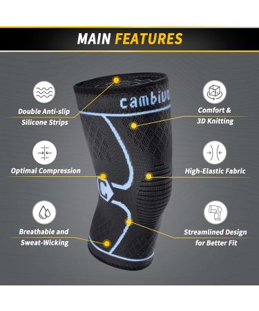 Buy Cambivo Knee Brace for Men & Women - Effective Relief for Meniscus Tear ACL Injury Arthritis - Ideal for Running Hiking Volleyball - Available in Black/Blue - Buy Online on GoSupps.com