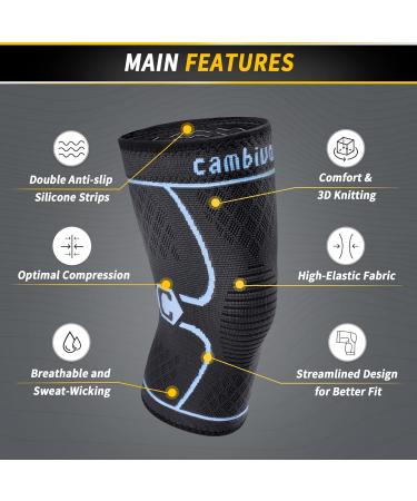 Shop Cambivo 2x Kniebandage for Men & Women - Orthopedic Knee Support for Meniscus Tear ACL Arthritis - Ideal for Running Hiking Volleyball - Black/Blue - Buy Online on GoSupps.com