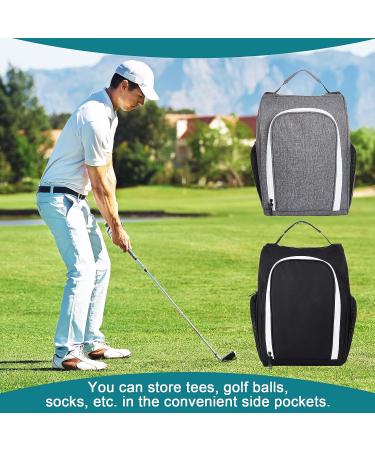 2 Pcs Golf Shoe Bag for Travel - Zippered Sports Carrier with Ventilation Outside Pocket - Black/Gray - Golf Accessories for Men and Women - Buy Online on GoSupps.com