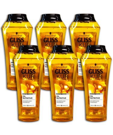 Gliss Oil Nutritive Shampoo 6 x 250 ml intensive nutritional care for straw damaged hair
