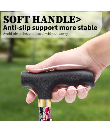 HATAF Walking Stick Folding Walking Sticks for Women Folding Walking Sticks for Men Mobility Aids walking stick rubber ends disability aids folding walking sticks for ladies Purple Flowers - Buy Online on GoSupps.com