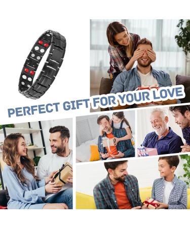 Loccy Magnetic Therapy Bracelet for Men Titanium Steel Arthritis Pain Relief | Double-Row Magnetic Tape & 2x Rings | Ideal Gift for Birthdays Father's Day Anniversary Black - Buy Online on GoSupps.com